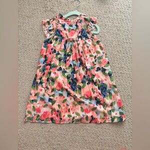 Floral Print Fabric with Green and Blue Accents